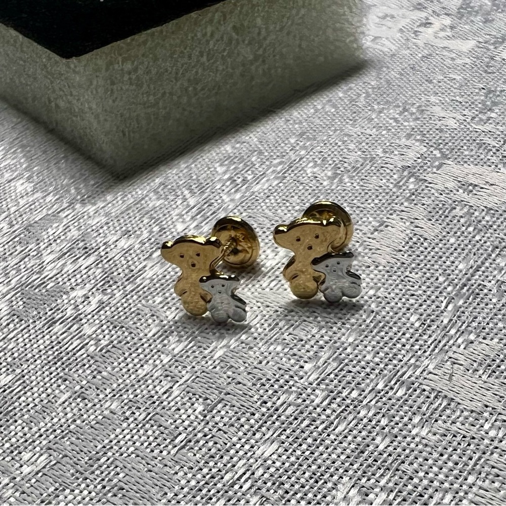 Earrings 18kReal Gold yellow and white